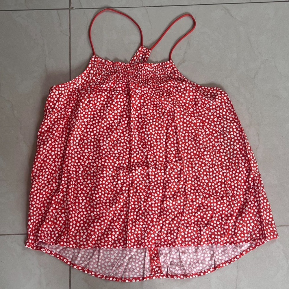 No Boundaries Red and White Floral Blouse Size M Like New